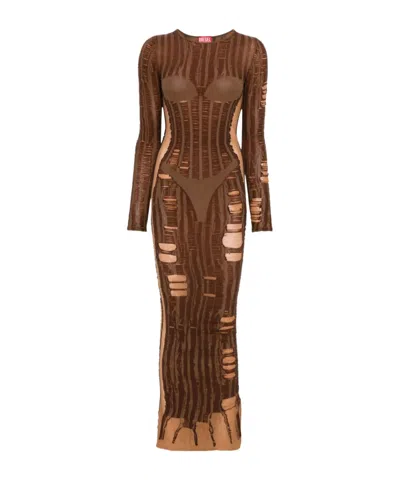 DIESEL DIESEL M-CALIMERA SEMI-SHEER PANELLED MAXI DRESS
