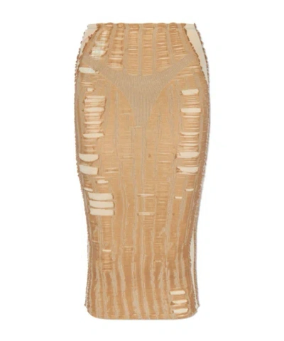 DIESEL DIESEL M-CALINA DISTRESSED SEAMLESS MIDI SKIRT