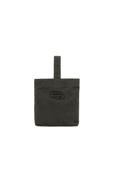 DIESEL OVAL D LOGO CANVAS BUCKET BAG