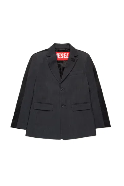 DIESEL OVAL D LOGO DOUBLE-FABRIC BLAZER JACKET