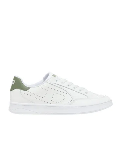 DIESEL S-DAKOTA-LEATHER SNEAKERS WITH PERFORATED LOGO