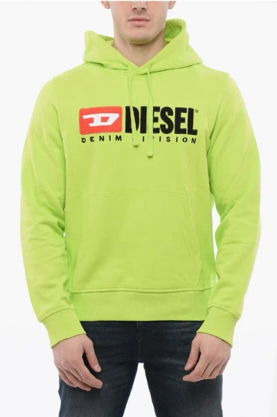 DIESEL Brushed Cotton Hoodie Sweatshirt with Embroidered Logo