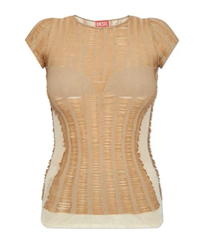 DIESEL DIESEL M-CALAI SEMI-SHEER PANELLED T-SHIRT