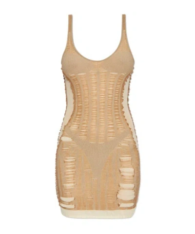 DIESEL DIESEL M-CALIMERA SEMI-SHEER PANELLED MINI DRESS