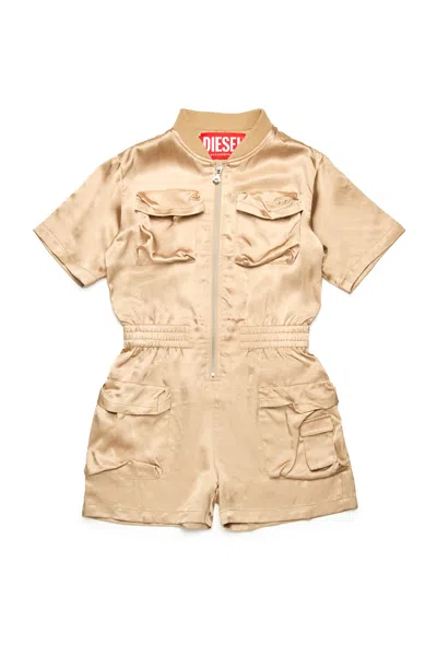 DIESEL UTILITY-STYLE SATIN SHORT JUMPSUIT