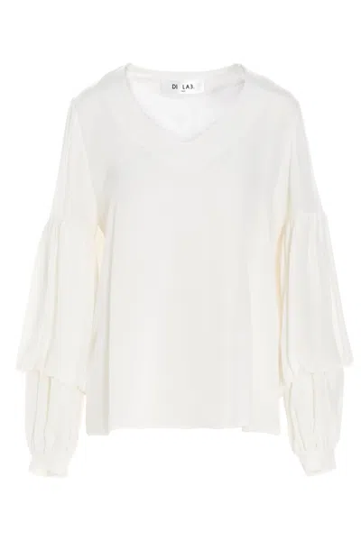 DI.LA3 PARI' DI. LA3 PARI' PUFF-SLEEVE SILK SHIRT