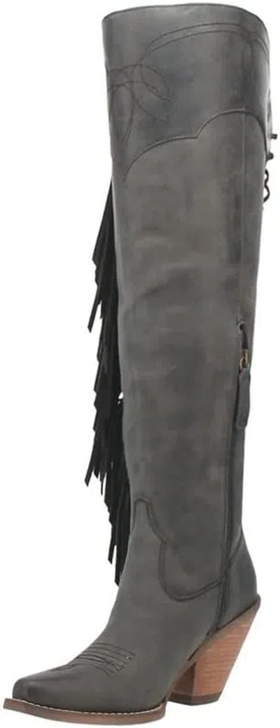 DINGO DINGO WOMENS SKY HIGH FRINGE EMBROIDERY POINTED TOE CASUAL BOOTS OVER THE...