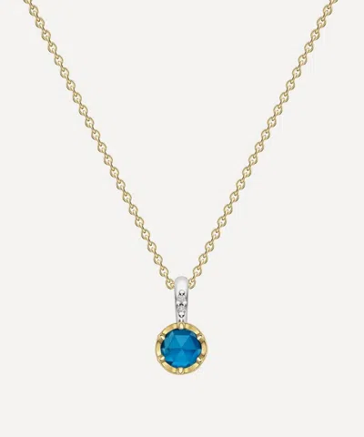 DINNY HALL DINNY HALL 22CT GOLD-PLATED VERMEIL SILVER DECEMBER BLUE TOPAZ BIRTHSTONE PENDANT NECKLACE