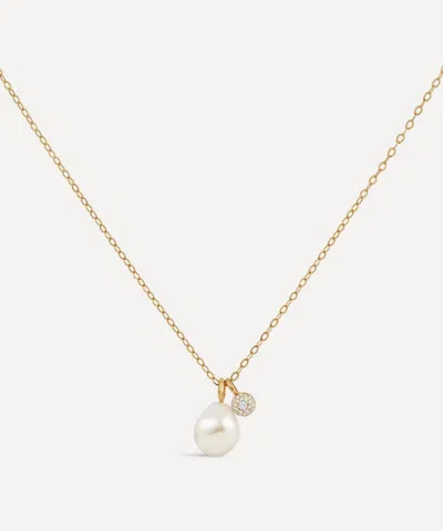 DINNY HALL DINNY HALL 9CT GOLD LARGE FRESHWATER PEARL AND DIAMOND BONBON DUO PENDANT NECKLACE
