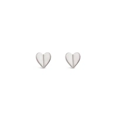 DINNY HALL WOMEN'S BIJOU FOLDED HEART STUDS SILVER