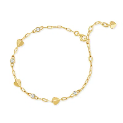 DINNY HALL WOMEN'S FOLDED HEART & GEMSTONE BRACELET GOLD PLATED