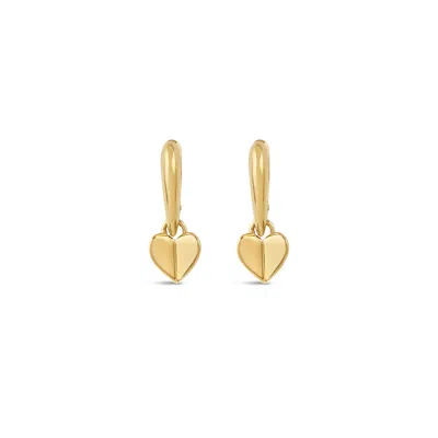 DINNY HALL WOMEN'S GOLD FOLDED HEART DROP HOOPS