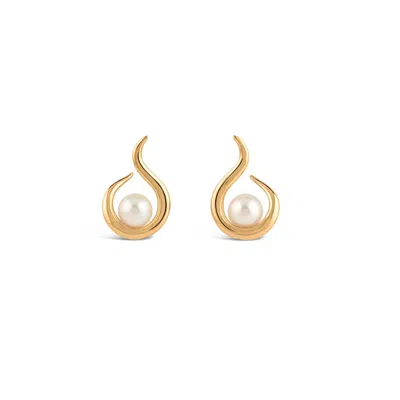 DINNY HALL WOMEN'S GOLD TORO PEARL TWIST STUDS