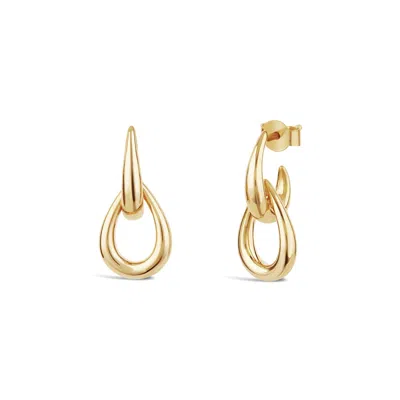 DINNY HALL WOMEN'S RAINDROP DOUBLE LINK STUDS 9K GOLD