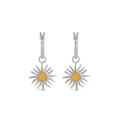 DINNY HALL WOMEN'S SILVER MY WORLD SMALL SUN DROP HOOPS