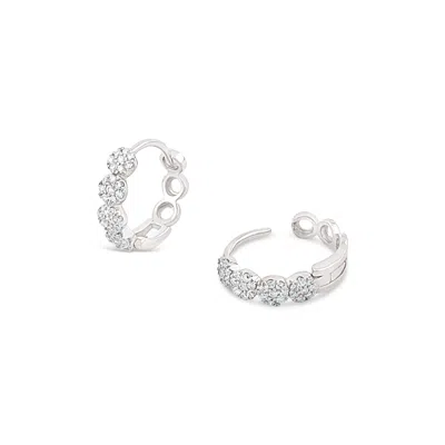 DINNY HALL WOMEN'S STARFLOWER LAB-CREATED DIAMOND HUGGIE HOOPS GOLD