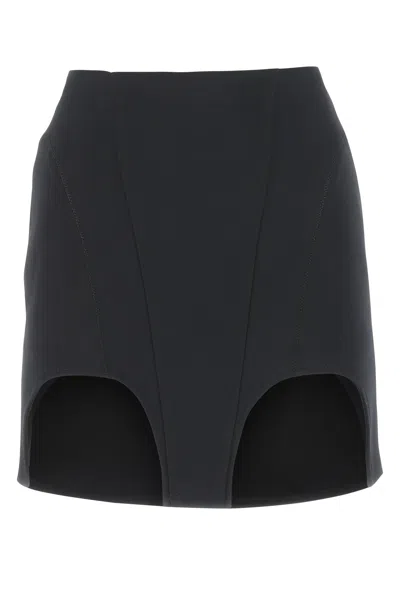 DION LEE BLACK STRETCH COTTON BLEND MINI SKIRT