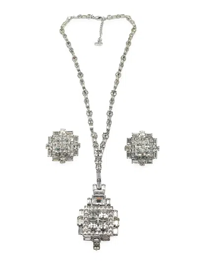 DIOR 1970S ART DECO PENDANT NECKLACE & EARRINGS