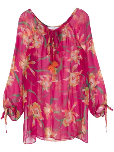 DIOR 2000S FLORAL-PRINT BLOUSE