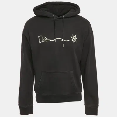 DIOR BLACK EMBROIDERED COTTON HOODIE S