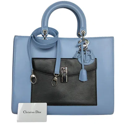 DIOR BLUE LEATHER HANDBAG SHOULDER BAG (PRE-OWNED)