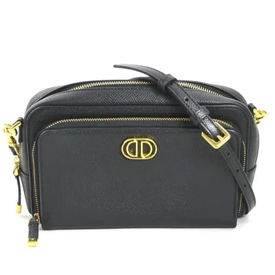 DIOR CHRISTIAN DIOR BLACK LEATHER SHOULDER BAG (PRE-OWNED)