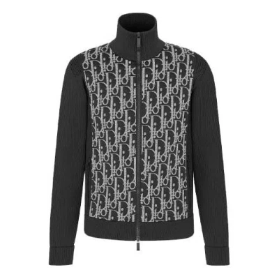 DIOR DIOR Embroidered Logo Cashmere Plain Crewneck Pullover Sweater For Men Navy