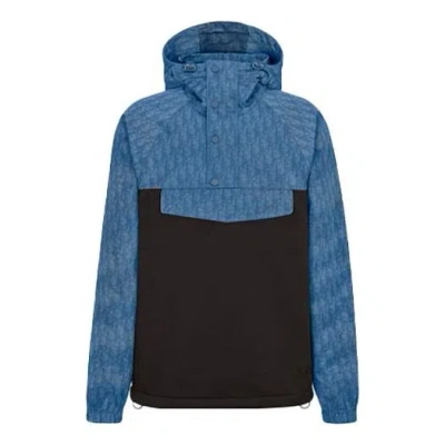 DIOR DIOR FW21 Printing Hooded Jacket Coat Blue