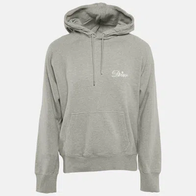 DIOR GREY LOGO EMBROIDERY COTTON HOODED SWEATSHIRT XXL