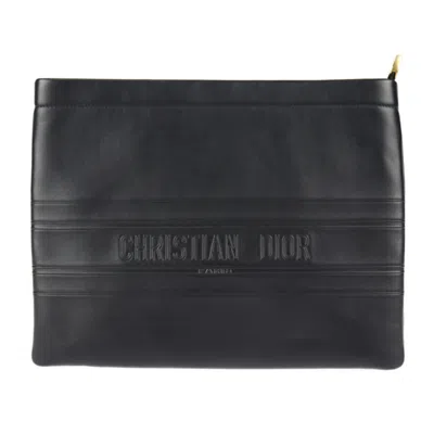 DIOR LEATHER CLUTCH BAG HANDBAG (PRE-OWNED)