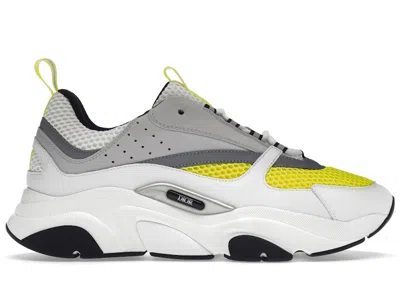 DIOR MEN'S DIOR B22 SNEAKERS IN WHITE/GREY/YELLOW