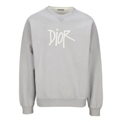 DIOR Men's DIOR Graffiti Signature Printing Loose Gray