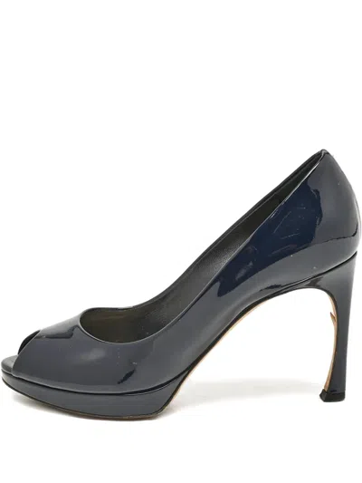 DIOR PATENT LEATHER PEEP-TOE PUMPS