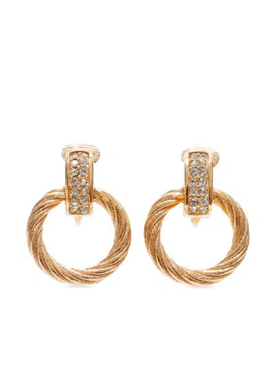DIOR RHINESTONE-EMBELLISHED HOOP EARRINGS