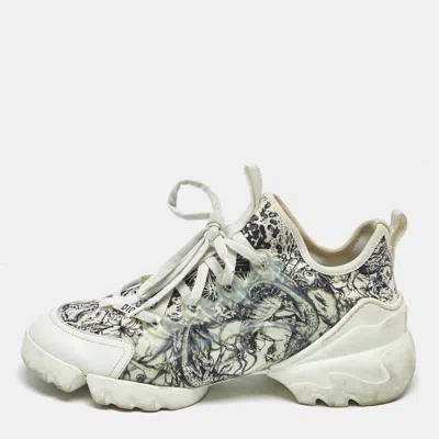 DIOR WHITE/BLACK PRINTED NEOPRENE D-CONNECT SNEAKERS SIZE 38