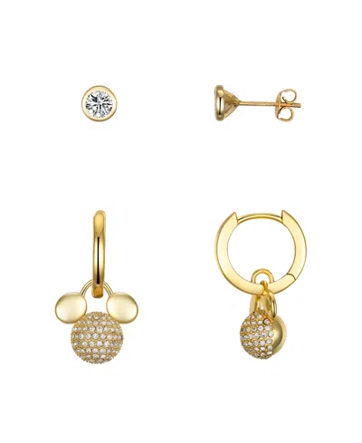DISNEY CRYSTAL AND CUBIC ZIRCONIA MICKEY MOUSE FIREBALL HOOP STUD EARRING SET