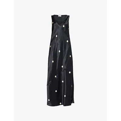 DISSH WOMENS BLACK LAURA POLKA-DOT SILK MIDI DRESS