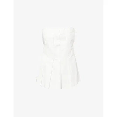 DISSH WOMENS WHITE LILLY BANDEAU COTTON-POPLIN TOP