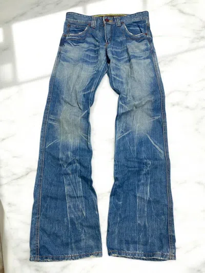 DISTRESSED DENIM X EDWIN VINTAGE EDWIN 503 FLARE BLUE WAY WASHED LIGHT BLUE JEAN