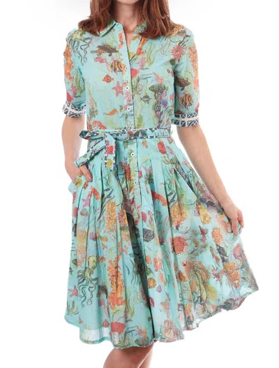 DIZZY LIZZIE MRS. MAISEL DRESS WITH POCKETS IN TURQUOISE SEALIFE