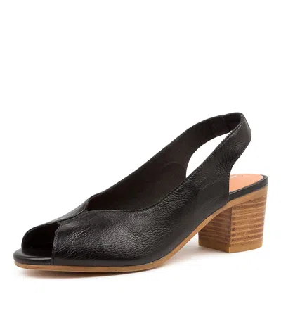 DJANGO & JULIETTE DJANGO & JULIETTE BLADE BLACK NAT LEATHER WOMENS SHOES DRESS SANDALS HEELED