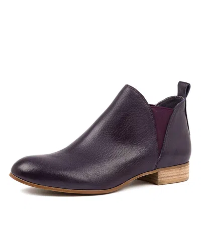 DJANGO & JULIETTE DJANGO & JULIETTE FOE LRG AUBERGINE LEATHER WOMENS SHOES CASUAL BOOTS ANKLE