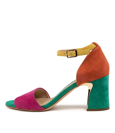 DJANGO & JULIETTE DJANGO & JULIETTE KIYA BLK MET SUEDE LEATH WOMENS SHOES DRESS SANDALS HEELED