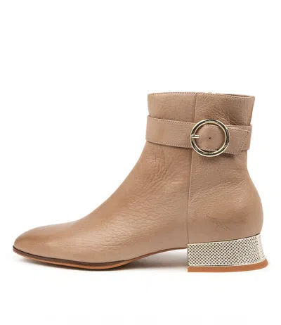 DJANGO & JULIETTE DJANGO & JULIETTE KLOEN WARM TAUPE LEATHER WOMENS SHOES CASUAL BOOTS ANKLE