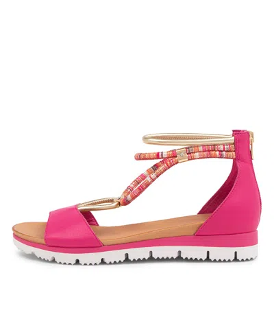 DJANGO & JULIETTE DJANGO & JULIETTE LASMINE FUCHSIA LEATHER SANDALS WOMENS SHOES CASUAL
