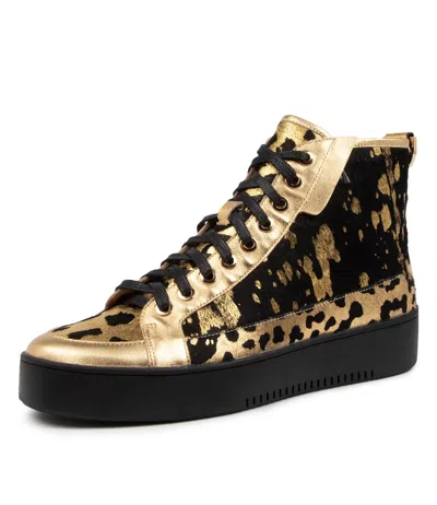 DJANGO & JULIETTE DJANGO & JULIETTE LULLA GOLD&BEIGE LEOPARD LEATHER HI TOPS WOMENS SHOES