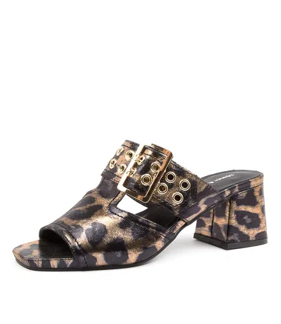 DJANGO & JULIETTE DJANGO & JULIETTE MARLI BLACK LEATHER WOMENS SHOES CASUAL SANDALS HEELED