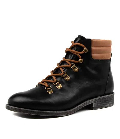 DJANGO & JULIETTE DJANGO & JULIETTE MINLEE BLACK TAN LEATHER WOMENS SHOES CASUAL BOOTS ANKLE