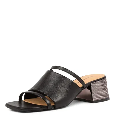 DJANGO & JULIETTE DJANGO & JULIETTE NINAR BLK PEWTER LEATHER WOMENS SHOES DRESS SANDALS HEELED