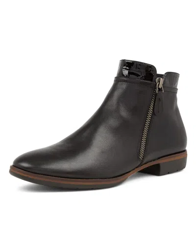 DJANGO & JULIETTE DJANGO & JULIETTE OLIS BLACK LEATHER ANKLE BOOTS WOMENS SHOES CASUAL